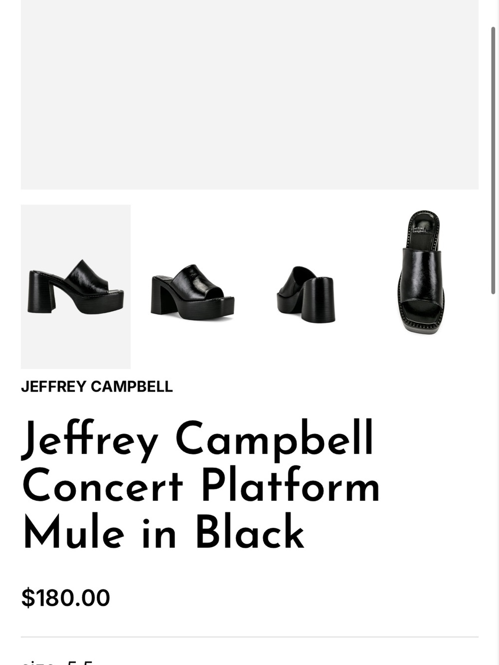 Jeffrey Campbell Black Leather concert Platform Open-Toe Mules - Picture 6 of 6